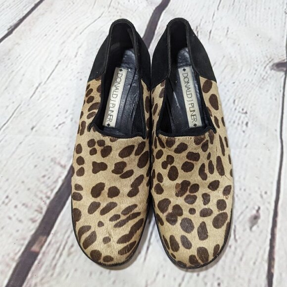 DJP Donald J Pliner Calf Hair Animal Print Loafers Shoes 8 - Picture 1 of 10